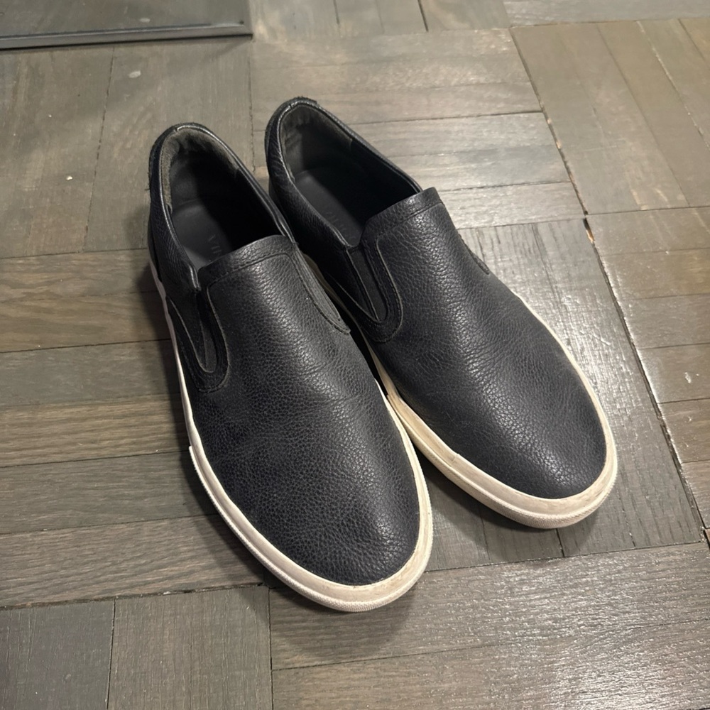 Black Leather Slip-On Shoes
